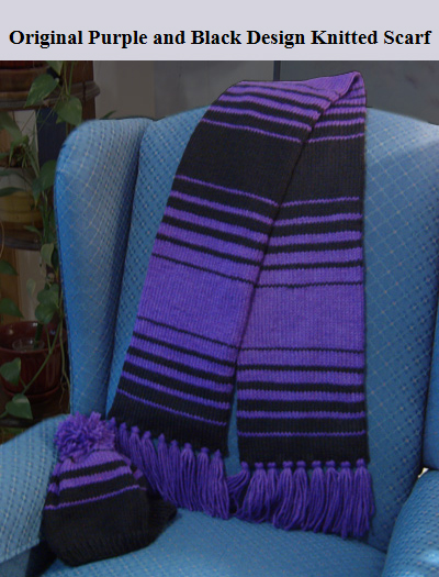 Original Purple and Black Design Knitted Scarf