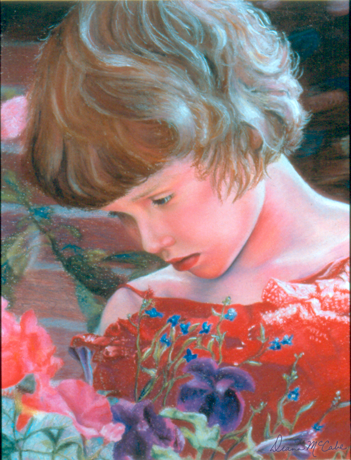 Girl in Red with Flowers (Portrait of Elisa)